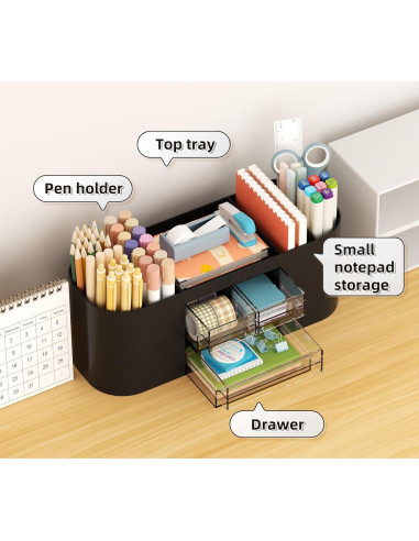 Organizador de Escritorio Marbrasse con 3 Cajones y 7 Compartimentos