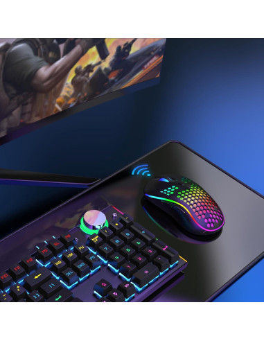 Ratón Gaming Inalámbrico JYCSTE Ergonómico RGB 7 Botones