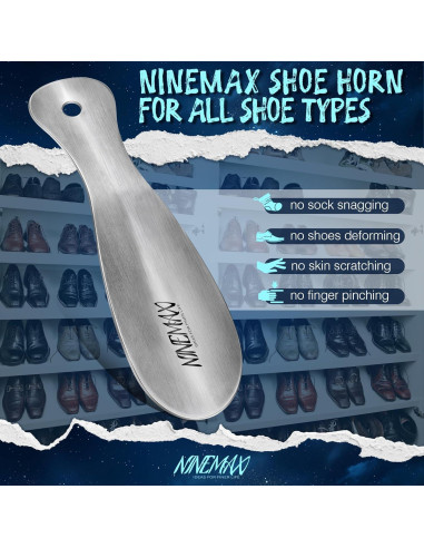 Cuerno de Zapato NINEMAX de Acero Inoxidable 19 cm Portátil