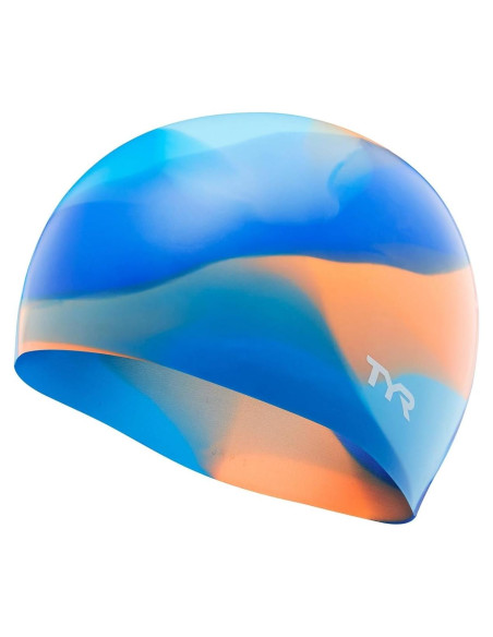Gorro de natación juvenil TYR de silicona azul/naranja Gorro de natación juvenil TYR de silicona azul/naranja