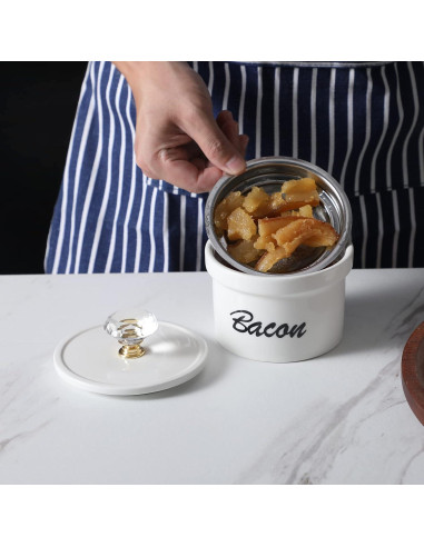 Contenedor de Grasa de Tocino HAOTOP con Tapa de Cristal 354 ml