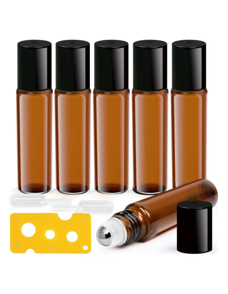 Botellas de Aceite Esencial LotFancy 6pc 10ml Ámbar con Rodillo Botellas de Aceite Esencial LotFancy 6pc 10ml Ámbar con Rodillo