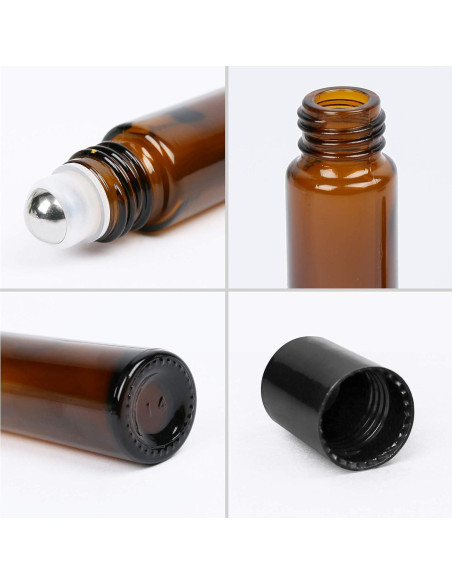 Botellas de Aceite Esencial LotFancy 6pc 10ml Ámbar con Rodillo Botellas de Aceite Esencial LotFancy 6pc 10ml Ámbar con Rodillo