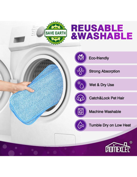 Paños de Mopa Reutilizables HOMEXCEL 30.48 cm - Paquete de 8 Paños de Mopa Reutilizables HOMEXCEL 30.48 cm - Paquete de 8