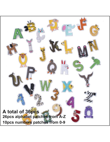 36 Piezas Parches Bordados Letras y Números GUYI A-Z 0-9