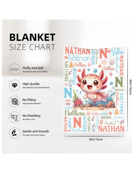 Manta Personalizada Tamonten Axolote 76.2x101.6 cm Bebés Manta Personalizada Tamonten Axolote 76.2x101.6 cm Bebés