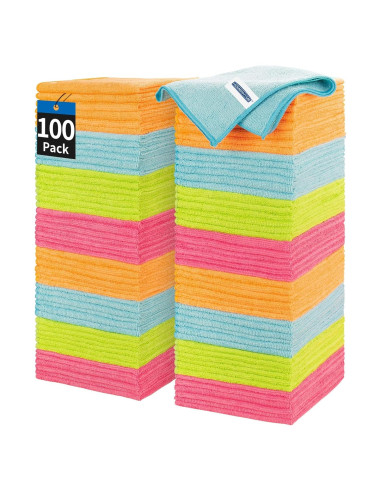 Paquete de 100 Paños de Microfibra HOMERHYME 30x30 cm Multiusos