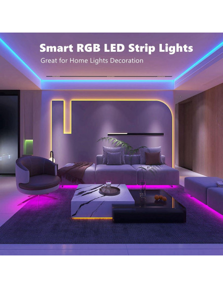 Luces LED ZOZOO 30,48 m RGB con Control Remoto y APP Luces LED ZOZOO 30,48 m RGB con Control Remoto y APP