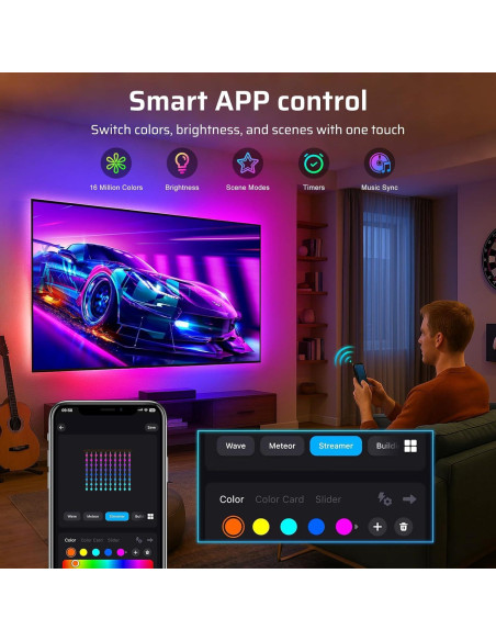 Tira de Luz LED 3.0m inShareplus para TV 32-43" Control WiFi Tira de Luz LED 3.0m inShareplus para TV 32-43" Control WiFi