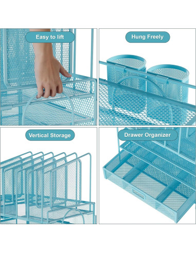 Organizador de Escritorio Marbrasse Azul, Malla 4 Niveles