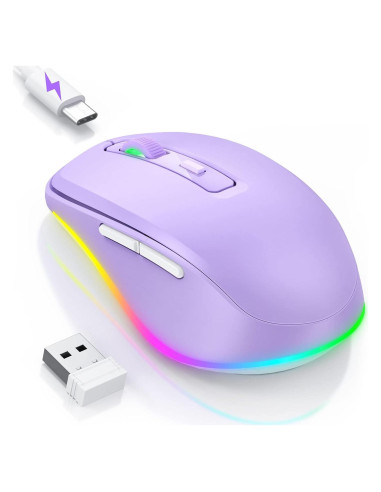 Ratón Inalámbrico Jiggler PEIOUS Recargable 4 DPI Púrpura