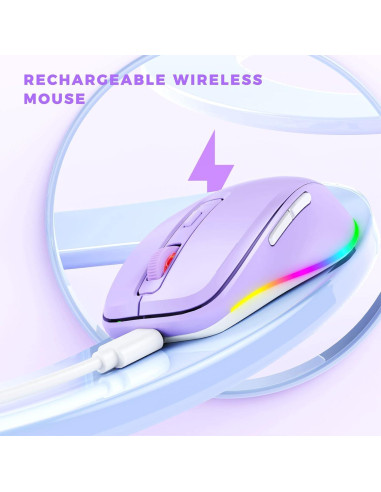 Ratón Inalámbrico Jiggler PEIOUS Recargable 4 DPI Púrpura