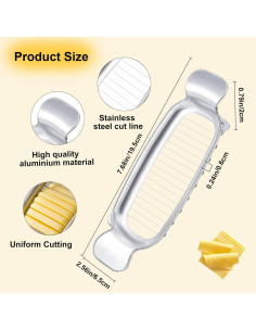 Cortador de Mantequilla y Queso Smrtcol - Aluminio Antiadherente 20x6.7cm 2