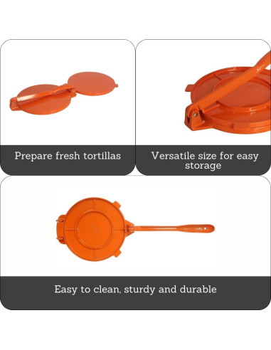 Prensa de Tortilla IMUSA de Aluminio 20.32 cm Naranja