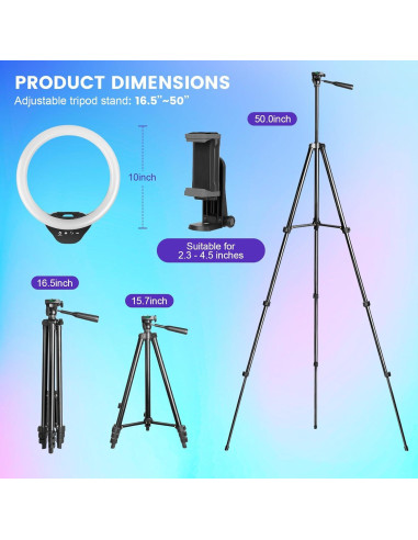 Luz de Anillo RGB Sensyne 25,4 cm con Trípode 127 cm