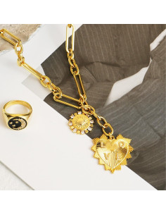 Collar de Corazón Dorado para Mujeres - Amor Vintage 18k 2
