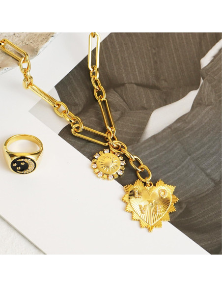 Collar de Corazón Dorado para Mujeres - Amor Vintage 18k Collar de Corazón Dorado para Mujeres - Amor Vintage 18k
