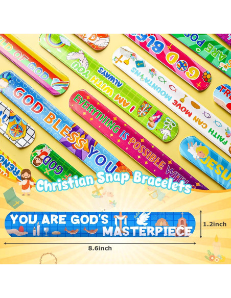 Pulseras de Chasquido Cristianas LOVESTOWN 48PCS 21.8x3cm Pulseras de Chasquido Cristianas LOVESTOWN 48PCS 21.8x3cm