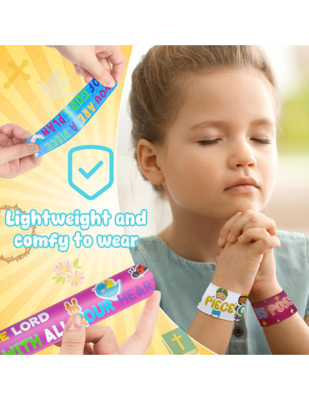 Pulseras de Chasquido Cristianas LOVESTOWN 48PCS 21.8x3cm Pulseras de Chasquido Cristianas LOVESTOWN 48PCS 21.8x3cm