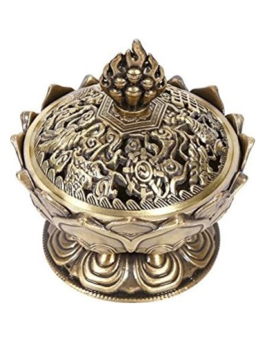 Quemador de Incienso de Loto Walfront - Bronce, 8 cm