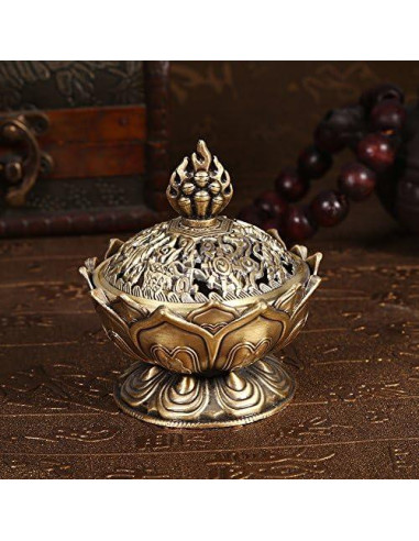 Quemador de Incienso de Loto Walfront - Bronce, 8 cm