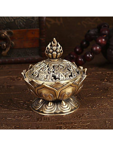 Quemador de Incienso de Loto Walfront - Bronce, 8 cm Quemador de Incienso de Loto Walfront - Bronce, 8 cm