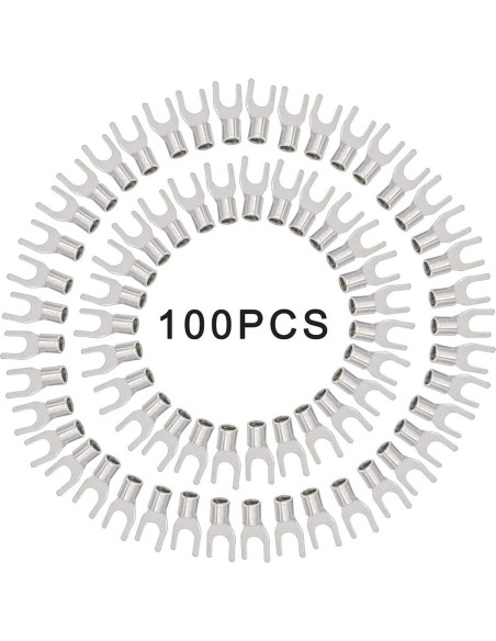 100 Terminales de Horquilla Desnudos Carkio SNB3.5-4 Cobre 37A 100 Terminales de Horquilla Desnudos Carkio SNB3.5-4 Cobre 37A