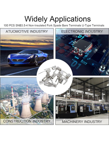 100 Terminales de Horquilla Desnudos Carkio SNB3.5-4 Cobre 37A 100 Terminales de Horquilla Desnudos Carkio SNB3.5-4 Cobre 37A