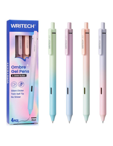 Bolígrafos de Gel WRITECH 0.5mm Tinta Negra Retráctil 4 Unidades
