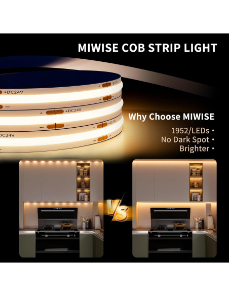 Tira LED COB 6.1m MIWISE 2700K Regulable CRI 90+ Tira LED COB 6.1m MIWISE 2700K Regulable CRI 90+