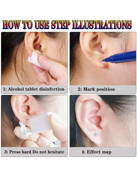 Kit de perforación de orejas desechable QIXINWANG 4 PCS con aretes Kit de perforación de orejas desechable QIXINWANG 4 PCS con aretes