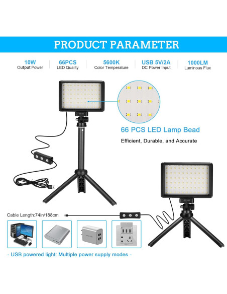 Luz de Video LED Ci-Fotto PC-02 con Mini Trípodes y Filtros Luz de Video LED Ci-Fotto PC-02 con Mini Trípodes y Filtros