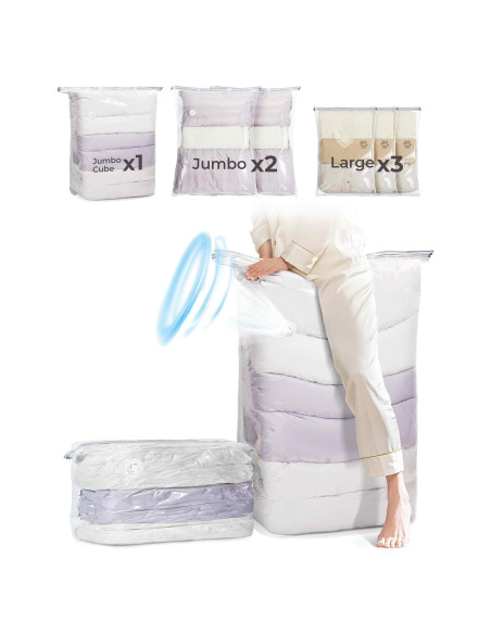 Bolsas de Almacenamiento al Vacío BAGSMART 6 Piezas 80% Compresión Bolsas de Almacenamiento al Vacío BAGSMART 6 Piezas 80% Compresión