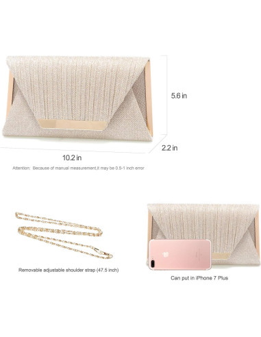 Bolso Clutch Mihawk para Mujeres - 26x14x5.5 cm Champán