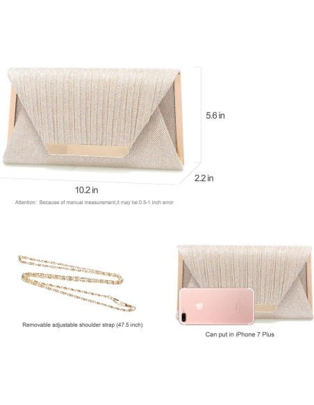 Bolso Clutch Mihawk para Mujeres - 26x14x5.5 cm Champán Bolso Clutch Mihawk para Mujeres - 26x14x5.5 cm Champán