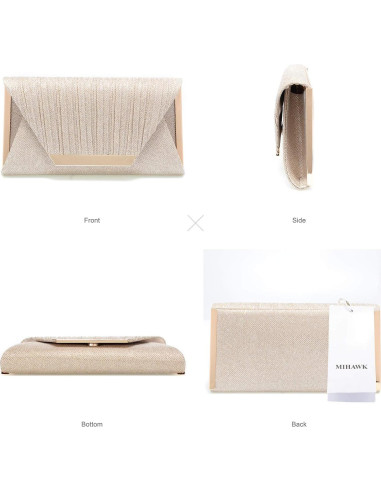 Bolso Clutch Mihawk para Mujeres - 26x14x5.5 cm Champán