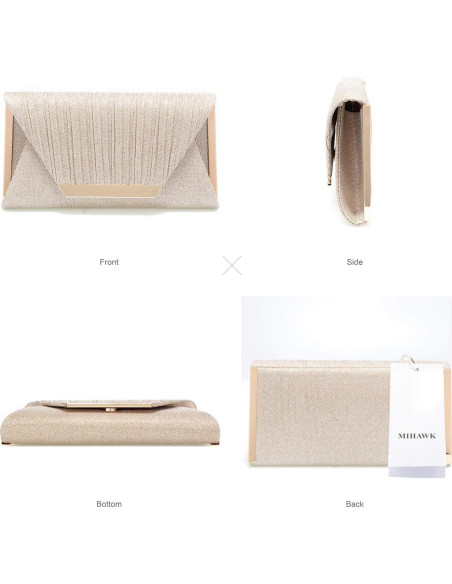 Bolso Clutch Mihawk para Mujeres - 26x14x5.5 cm Champán Bolso Clutch Mihawk para Mujeres - 26x14x5.5 cm Champán