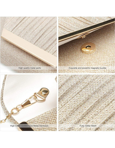 Bolso Clutch Mihawk para Mujeres - 26x14x5.5 cm Champán