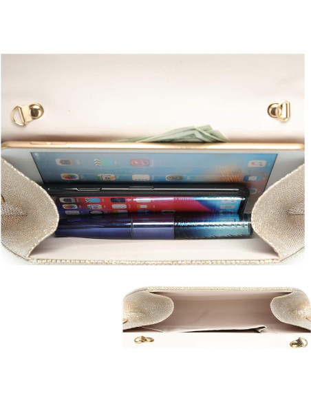 Bolso Clutch Mihawk para Mujeres - 26x14x5.5 cm Champán Bolso Clutch Mihawk para Mujeres - 26x14x5.5 cm Champán