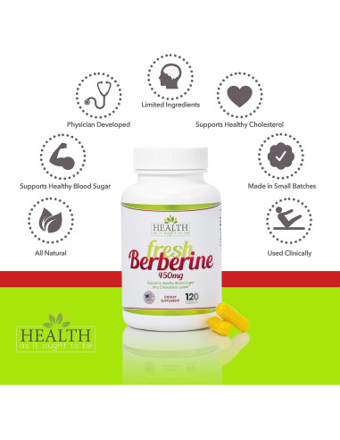 Suplemento de Berberina Fresca 450mg Salud Como Debe Ser 120 Cápsulas