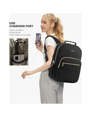 Mochila LOVEVOOK Acolchada para Laptop 15.6" Negra