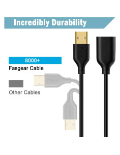 Cable de Extensión USB 2.0 Fasgear 1.83m Tipo A Macho a Hembra 2