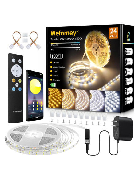 Tira LED blanca regulable 30m Wefomey 24V con control remoto Tira LED blanca regulable 30m Wefomey 24V con control remoto