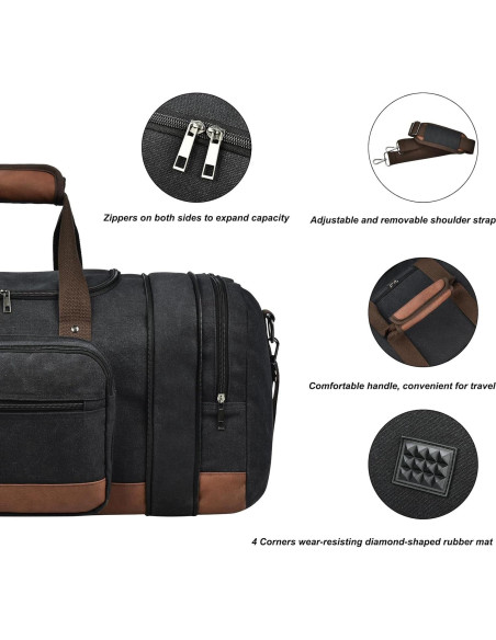 Bolsa de viaje Litvyak Duffle negra 53x30x26 cm 7 compartimentos Bolsa de viaje Litvyak Duffle negra 53x30x26 cm 7 compartimentos
