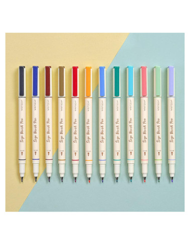Marcadores de Pincel WRITECH 12 Colores Pastel Tinta Agua