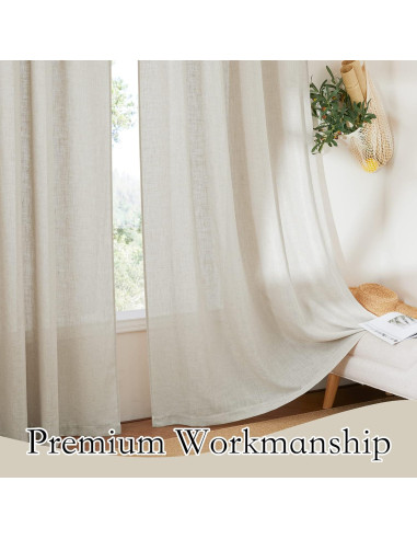 Cortinas Semi Transparentes RYB HOME Lino Flax 52x120 cm - 2 Paneles
