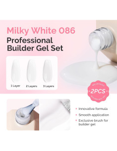 Gel Constructor para Uñas MelodySusie 2PCS 15ml Blanco Lechoso 2