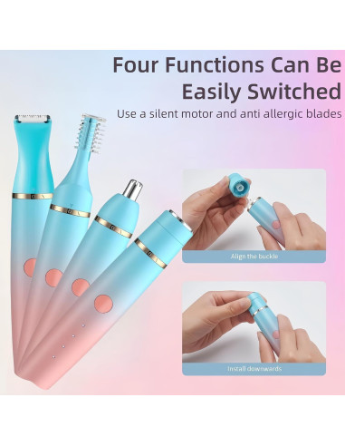 Recortadora de Vello Facial Eléctrica Fanke 4 en 1 Resistente al Agua
