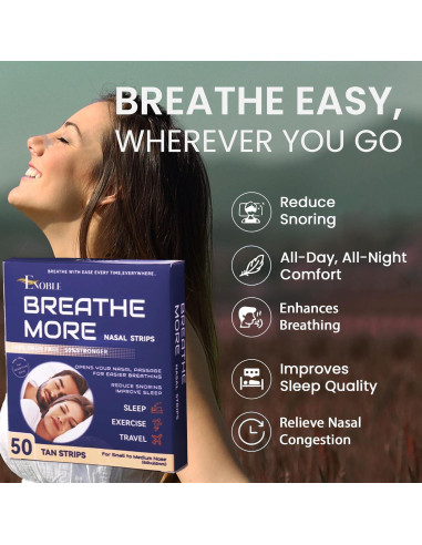 Tiras Nasales Extra Fuertes Breathe More Mediana-XL 50 Unidades