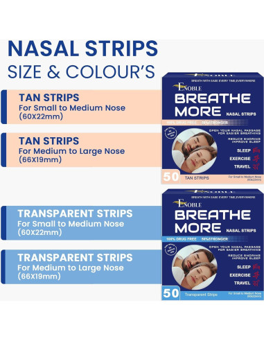 Tiras Nasales Extra Fuertes Breathe More Mediana-XL 50 Unidades